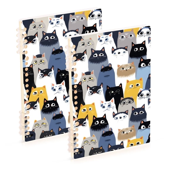 joogoo Spiral Journal Notebook Doodle Cute Cats Cartoon College Ruled Notebooks 8.3" x 5.7" 2 PCs