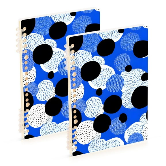 joogoo Spiral Journal Notebook Dots Blue Pattern College Ruled Notebooks 8.3" x 5.7" 2 PCs