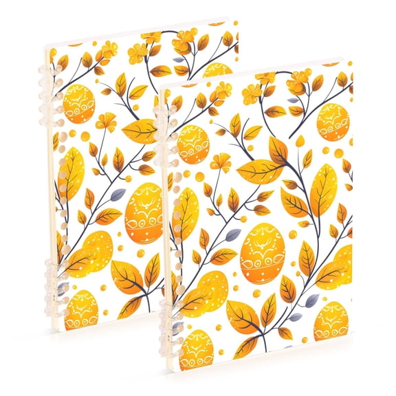 joogoo Spiral Journal Notebook Easters Egg and Leaves College Ruled Notebooks 8.3" x 5.7" 2 PCs