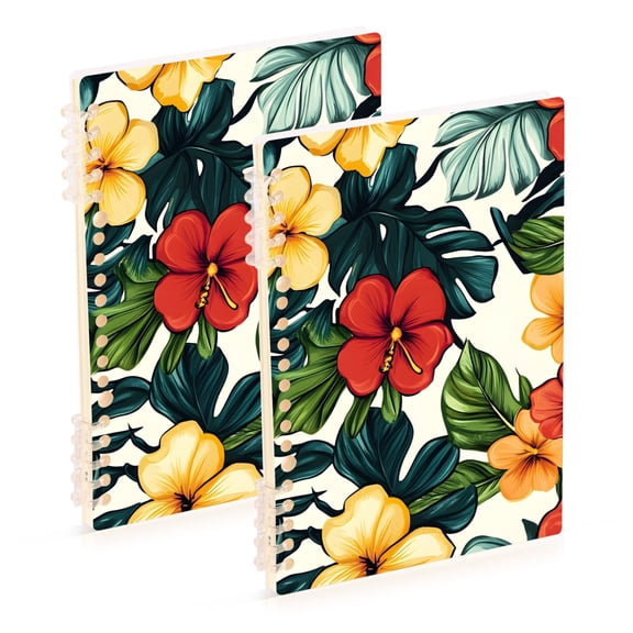 joogoo Spiral Journal Notebook Elegant Tropical Floral-r5 College Ruled Notebooks 8.3" x 5.7" 2 PCs