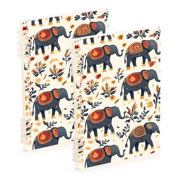 joogoo Spiral Journal Notebook Ethnic Cute Elephant College Ruled Notebooks 8.3" x 5.7" 2 PCs