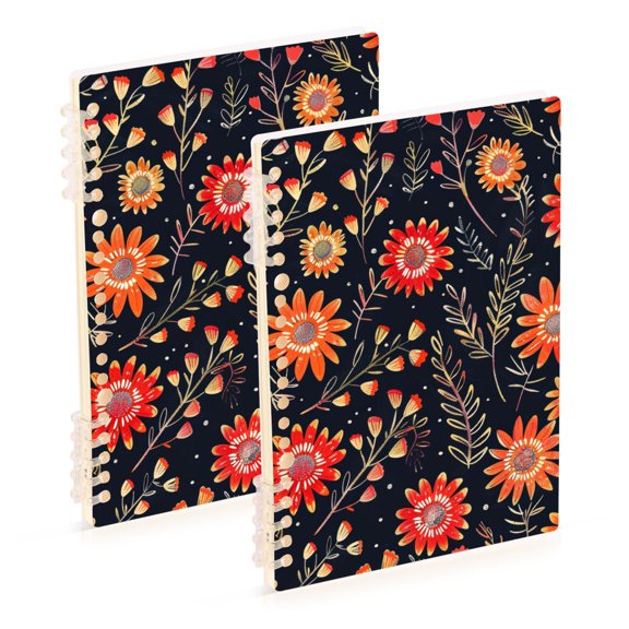 joogoo Spiral Journal Notebook Ethnic Flowers College Ruled Notebooks 8.3" x 5.7" 2 PCs