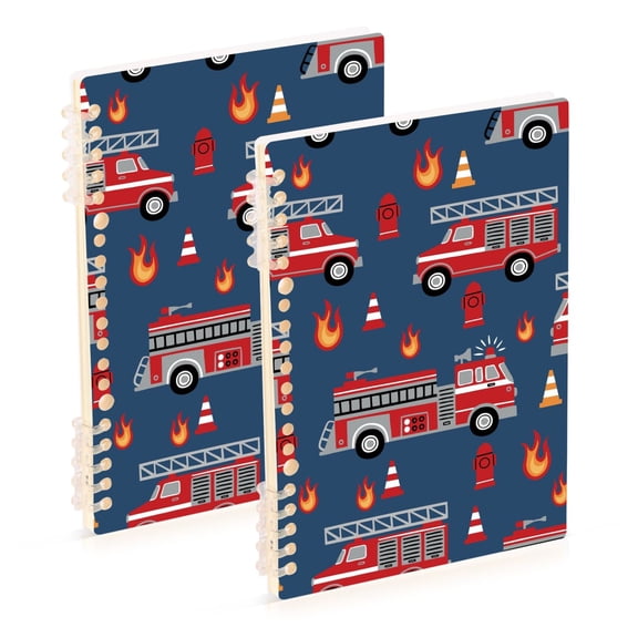 joogoo Spiral Journal Notebook Fire Trucks College Ruled Notebooks 8.3" x 5.7" 2 PCs