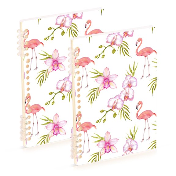 joogoo Spiral Journal Notebook Flamingo Flowers College Ruled Notebooks 8.3" x 5.7" 2 PCs