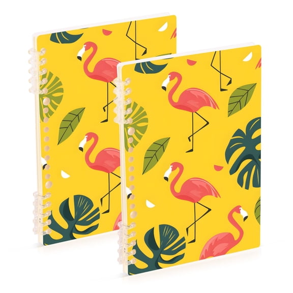 joogoo Spiral Journal Notebook Flamingo Palm Leaf College Ruled Notebooks 8.3" x 5.7" 2 PCs