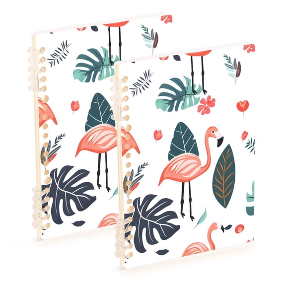 joogoo Spiral Journal Notebook Flamingo Palm Leave College Ruled Notebooks 8.3" x 5.7" 2 PCs