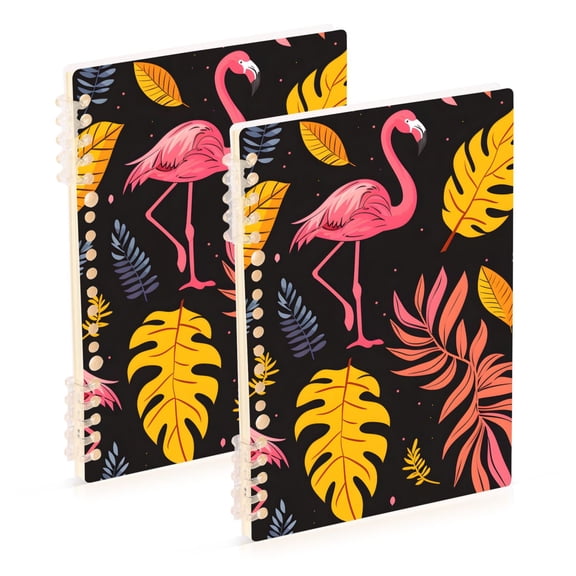 joogoo Spiral Journal Notebook Flamingo Summer Leaves College Ruled Notebooks 8.3" x 5.7" 2 PCs