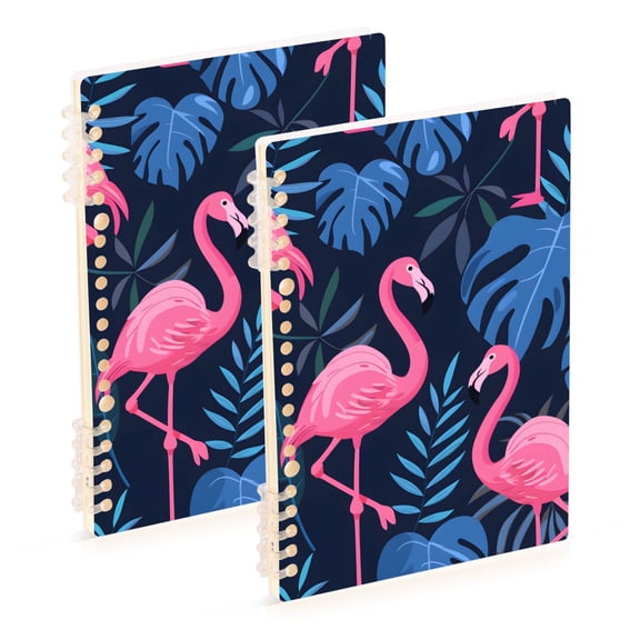 joogoo Spiral Journal Notebook Flamingo Summer Palm Leaves College Ruled Notebooks 8.3" x 5.7" 2 PCs