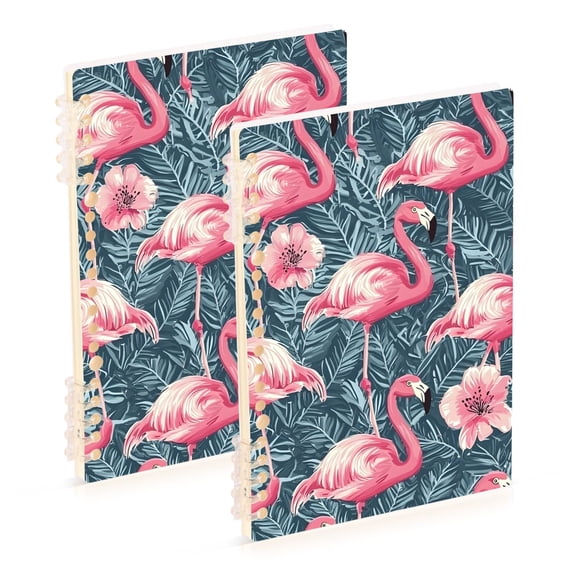 joogoo Spiral Journal Notebook Flamingo Tropical Flower College Ruled Notebooks 8.3" x 5.7" 2 PCs