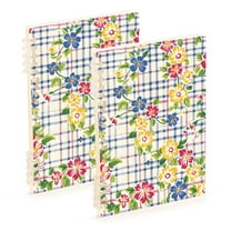 joogoo Spiral Journal Notebook Flower on Checkered Grid College Ruled Notebooks 8.3" x 5.7" 2 PCs