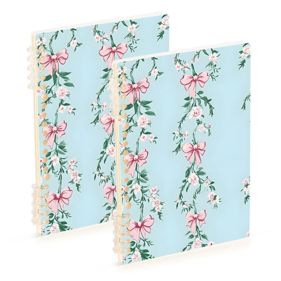 joogoo Spiral Journal Notebook Flowers Bows College Ruled Notebooks 8.3" x 5.7" 2 PCs