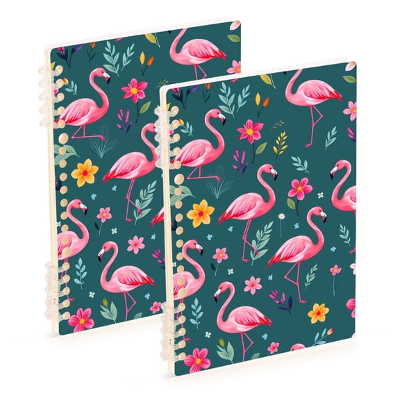 joogoo Spiral Journal Notebook Flowers Flamingo Leaves College Ruled Notebooks 8.3" x 5.7" 2 PCs