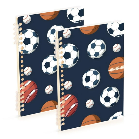 joogoo Spiral Journal Notebook Football Baseball College Ruled Notebooks 8.3" x 5.7" 2 PCs