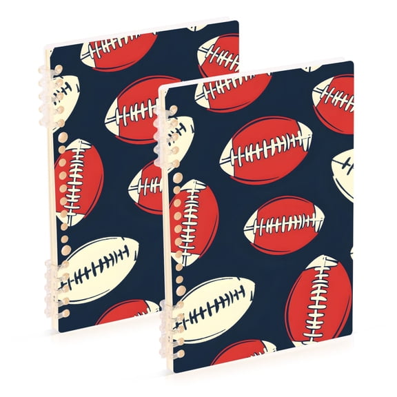joogoo Spiral Journal Notebook Football Pattern College Ruled Notebooks 8.3" x 5.7" 2 PCs
