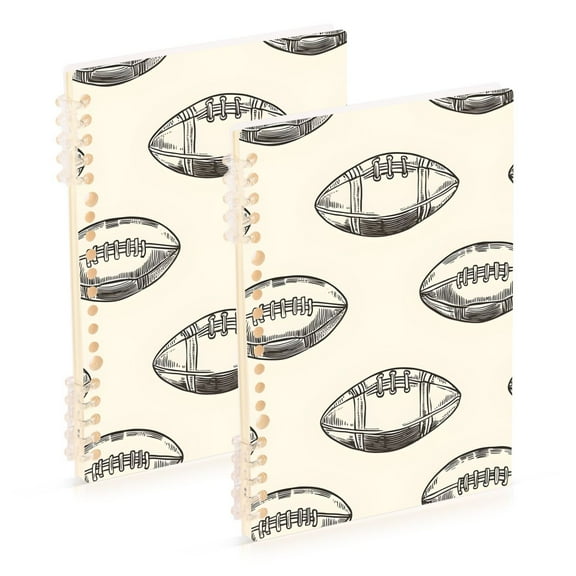 joogoo Spiral Journal Notebook Football Retro Rugby College Ruled Notebooks 8.3" x 5.7" 2 PCs