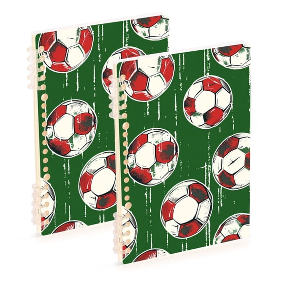joogoo Spiral Journal Notebook Football Soccer Ball on Green College Ruled Notebooks 8.3" x 5.7" 2 PCs