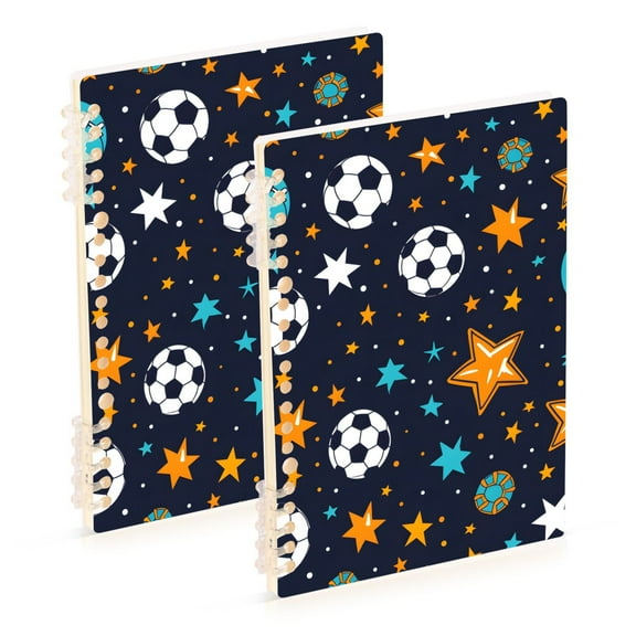 joogoo Spiral Journal Notebook Football and Star College Ruled Notebooks 8.3" x 5.7" 2 PCs