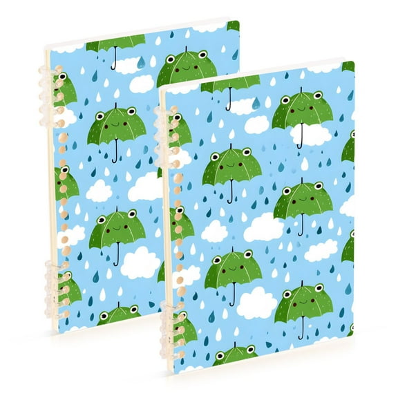 joogoo Spiral Journal Notebook Frog Cartoon Umbrellas College Ruled Notebooks 8.3" x 5.7" 2 PCs