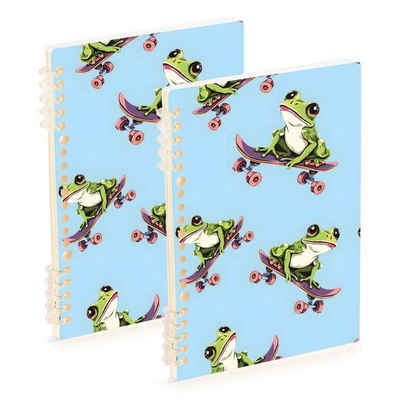 joogoo Spiral Journal Notebook Frogs Playing Skateboard College Ruled Notebooks 8.3" x 5.7" 2 PCs
