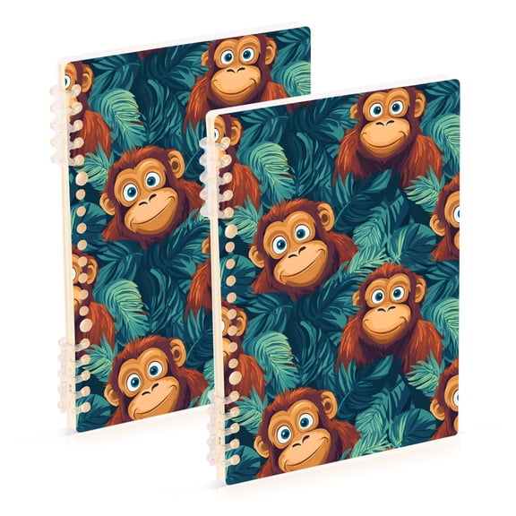 joogoo Spiral Journal Notebook Funny Gorillas Palm Leaf College Ruled Notebooks 8.3" x 5.7" 2 PCs