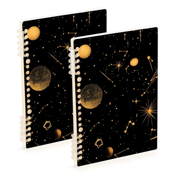 joogoo Spiral Journal Notebook Galaxy Moon Boho Star College Ruled Notebooks 8.3" x 5.7" 2 PCs