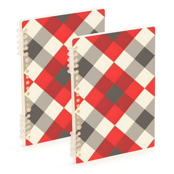 joogoo Spiral Journal Notebook Geometry Checkered Grid Print College Ruled Notebooks 8.3" x 5.7" 2 PCs