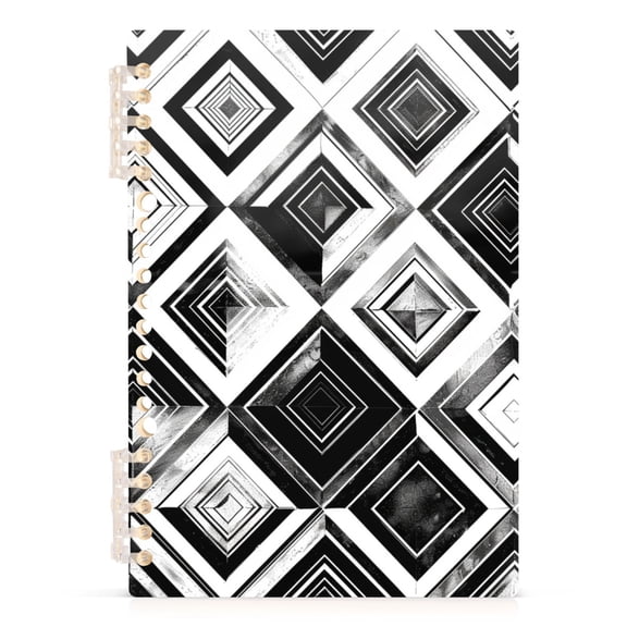 joogoo Spiral Journal Notebook Geometry Checkered Plaid Pattern College Ruled Notebooks 8.3" x 5.7" 1 PC