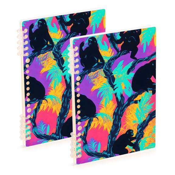 joogoo Spiral Journal Notebook Gorillas Tie-dye Palm College Ruled Notebooks 8.3" x 5.7" 2 PCs