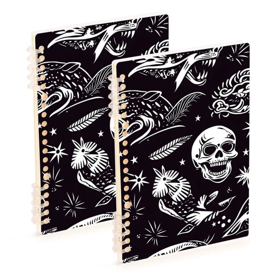 joogoo Spiral Journal Notebook Goth Skeletons College Ruled Notebooks 8.3" x 5.7" 2 PCs