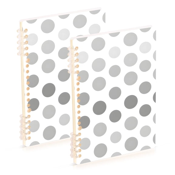 joogoo Spiral Journal Notebook Gray Polka Dots College Ruled Notebooks 8.3" x 5.7" 2 PCs