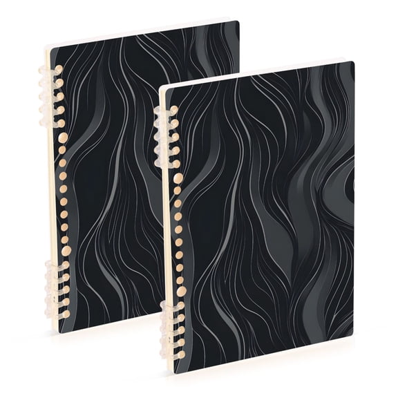 joogoo Spiral Journal Notebook Gray Wave Lines College Ruled Notebooks 8.3" x 5.7" 2 PCs