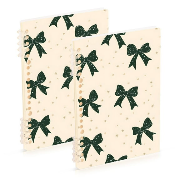 joogoo Spiral Journal Notebook Green Bows College Ruled Notebooks 8.3" x 5.7" 2 PCs