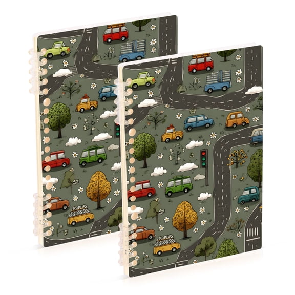 joogoo Spiral Journal Notebook Green Trucks Road College Ruled Notebooks 8.3" x 5.7" 2 PCs