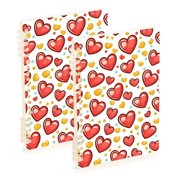 joogoo Spiral Journal Notebook Heart Pattern College Ruled Notebooks 8.3" x 5.7" 2 PCs