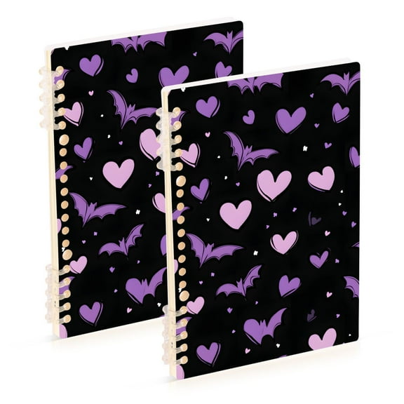joogoo Spiral Journal Notebook Hearts Bats College Ruled Notebooks 8.3" x 5.7" 2 PCs