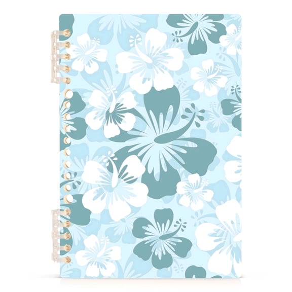 joogoo Spiral Journal Notebook Hibiscus with Blue and White College Ruled Notebooks 8.3" x 5.7" 1 PC
