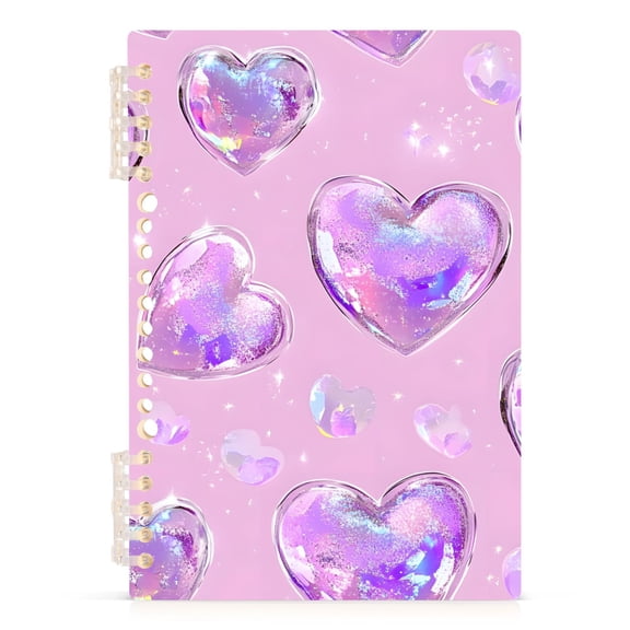 joogoo Spiral Journal Notebook Holographic Glitter Hearts College Ruled Notebooks 8.3" x 5.7" 1 PC