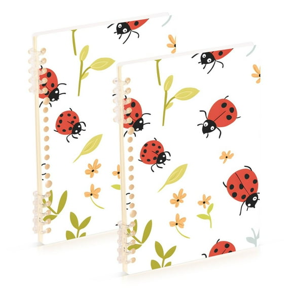 joogoo Spiral Journal Notebook Ladybugs Flowers College Ruled Notebooks 8.3" x 5.7" 2 PCs