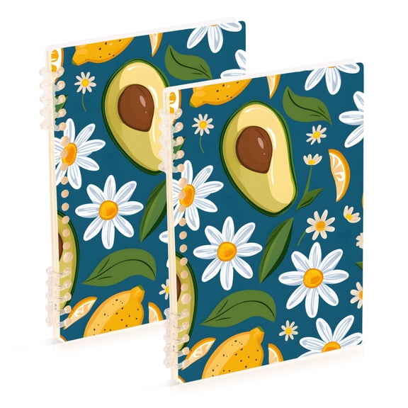joogoo Spiral Journal Notebook Lemon Daisy Flowers Avocado College Ruled Notebooks 8.3" x 5.7" 2 PCs