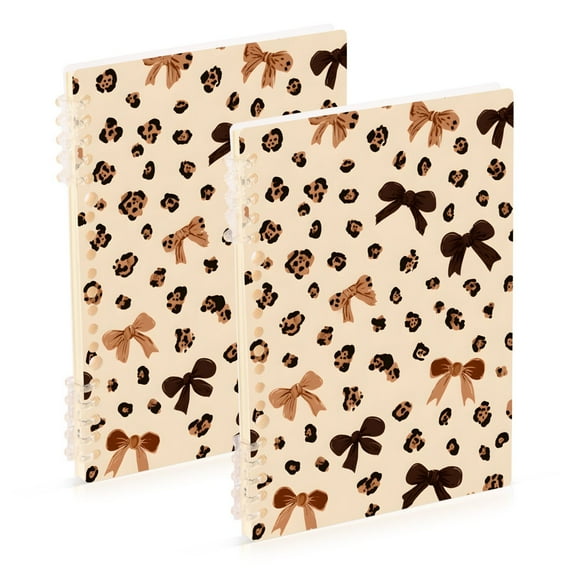 joogoo Spiral Journal Notebook Leopard Bows College Ruled Notebooks 8.3" x 5.7" 2 PCs