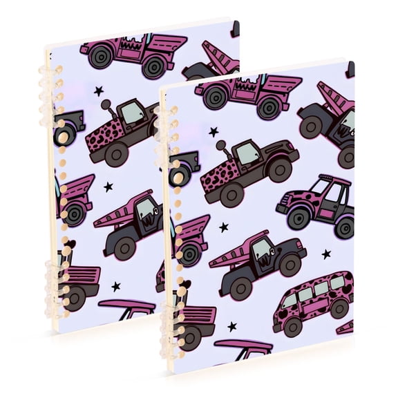 joogoo Spiral Journal Notebook Leopard Cartoon Cars College Ruled Notebooks 8.3" x 5.7" 2 PCs