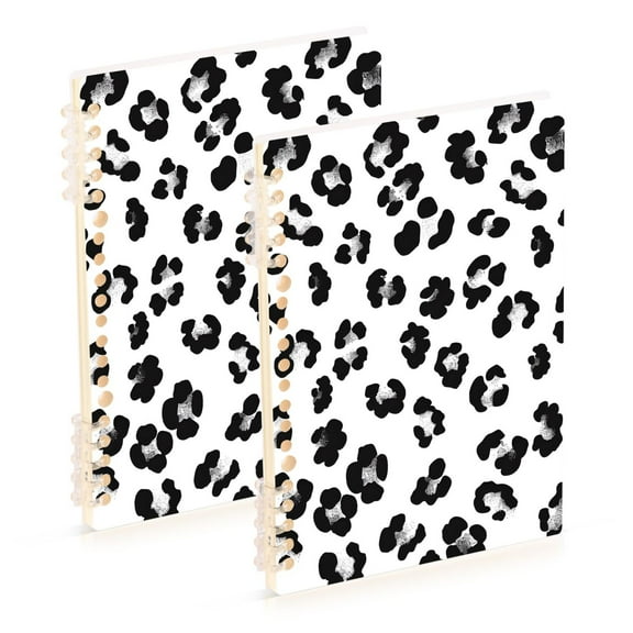 joogoo Spiral Journal Notebook Leopard Pattern White College Ruled Notebooks 8.3" x 5.7" 2 PCs