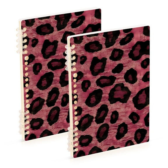 joogoo Spiral Journal Notebook Leopard Red College Ruled Notebooks 8.3" x 5.7" 2 PCs