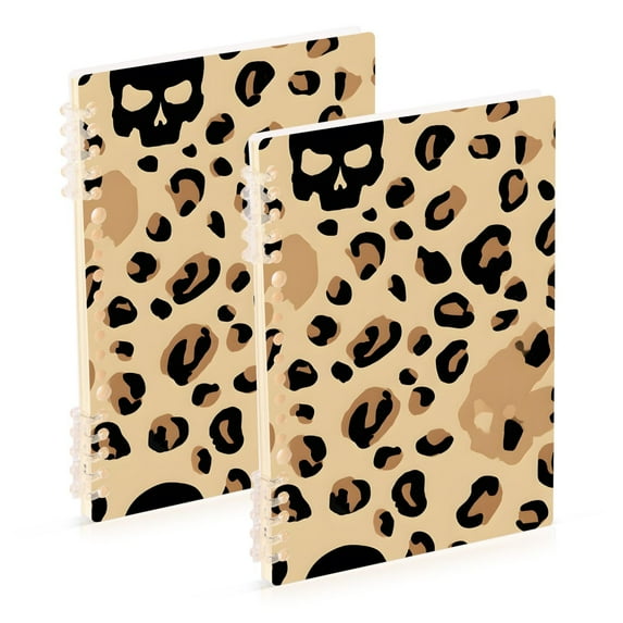 joogoo Spiral Journal Notebook Leopard Skull Print College Ruled Notebooks 8.3" x 5.7" 2 PCs