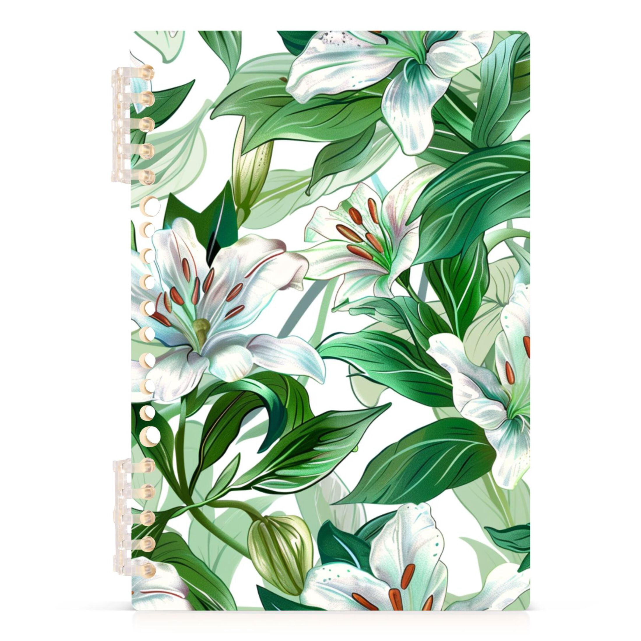 joogoo Spiral Journal Notebook Lily Flowers with Leaves College Ruled ...