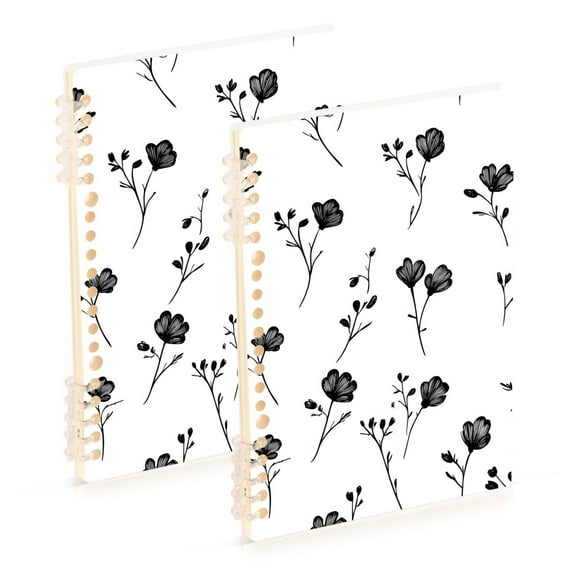 joogoo Spiral Journal Notebook Line Flowers College Ruled Notebooks 8.3" x 5.7" 2 PCs