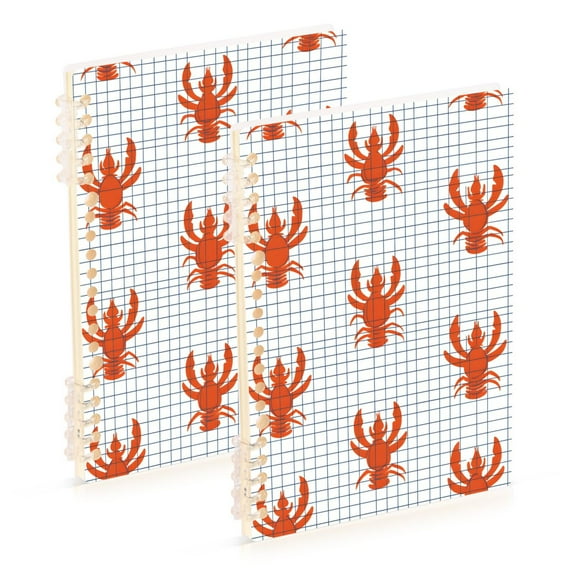joogoo Spiral Journal Notebook Lobsters Checkered College Ruled Notebooks 8.3" x 5.7" 2 PCs