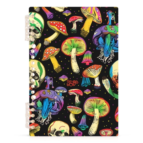 joogoo Spiral Journal Notebook Magic Skull Rainbow Mushrooms College Ruled Notebooks 8.3" x 5.7" 1 PC