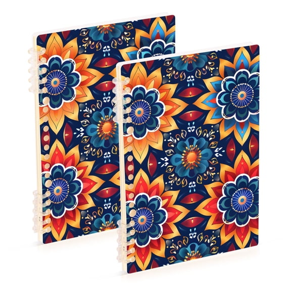 joogoo Spiral Journal Notebook Mandala Bohemia Ethnic Flower College Ruled Notebooks 8.3" x 5.7" 2 PCs