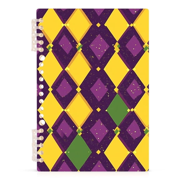 joogoo Spiral Journal Notebook Mardi Gras Checkered College Ruled Notebooks 8.3" x 5.7" 1 PC